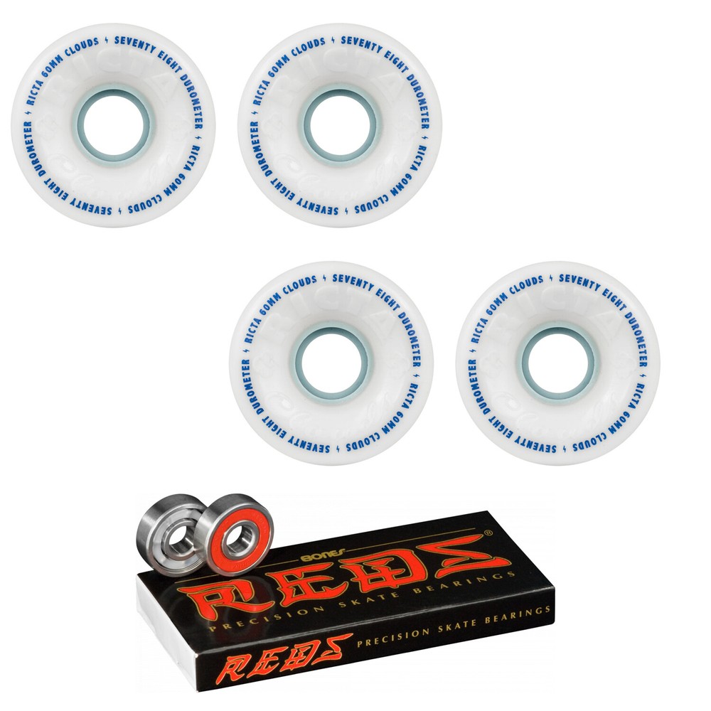 Ricta Skateboard Wheels 60mm 78A Clouds With Bones Reds Bearings