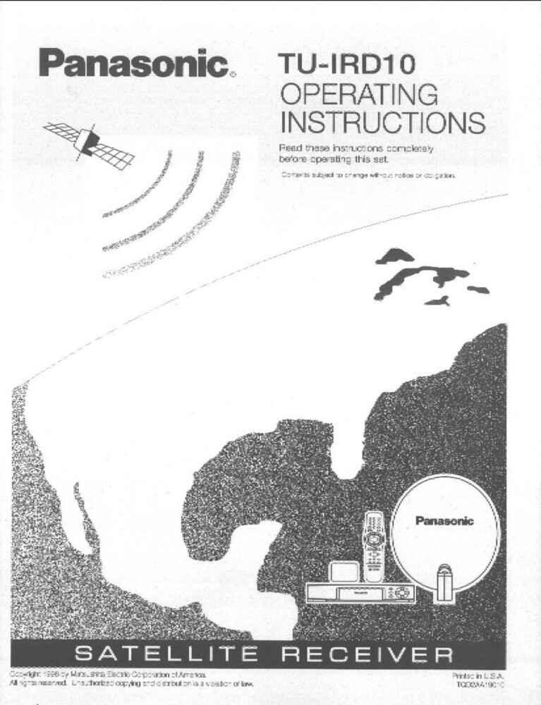Panasonic TU-IRD10 Satellite Receiver Owners Instruction Manual