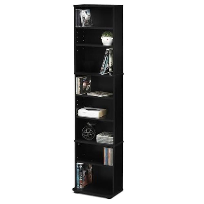 Space Saving Multimedia Storage Tower W/ Adjustable Shelves & Display Rack New