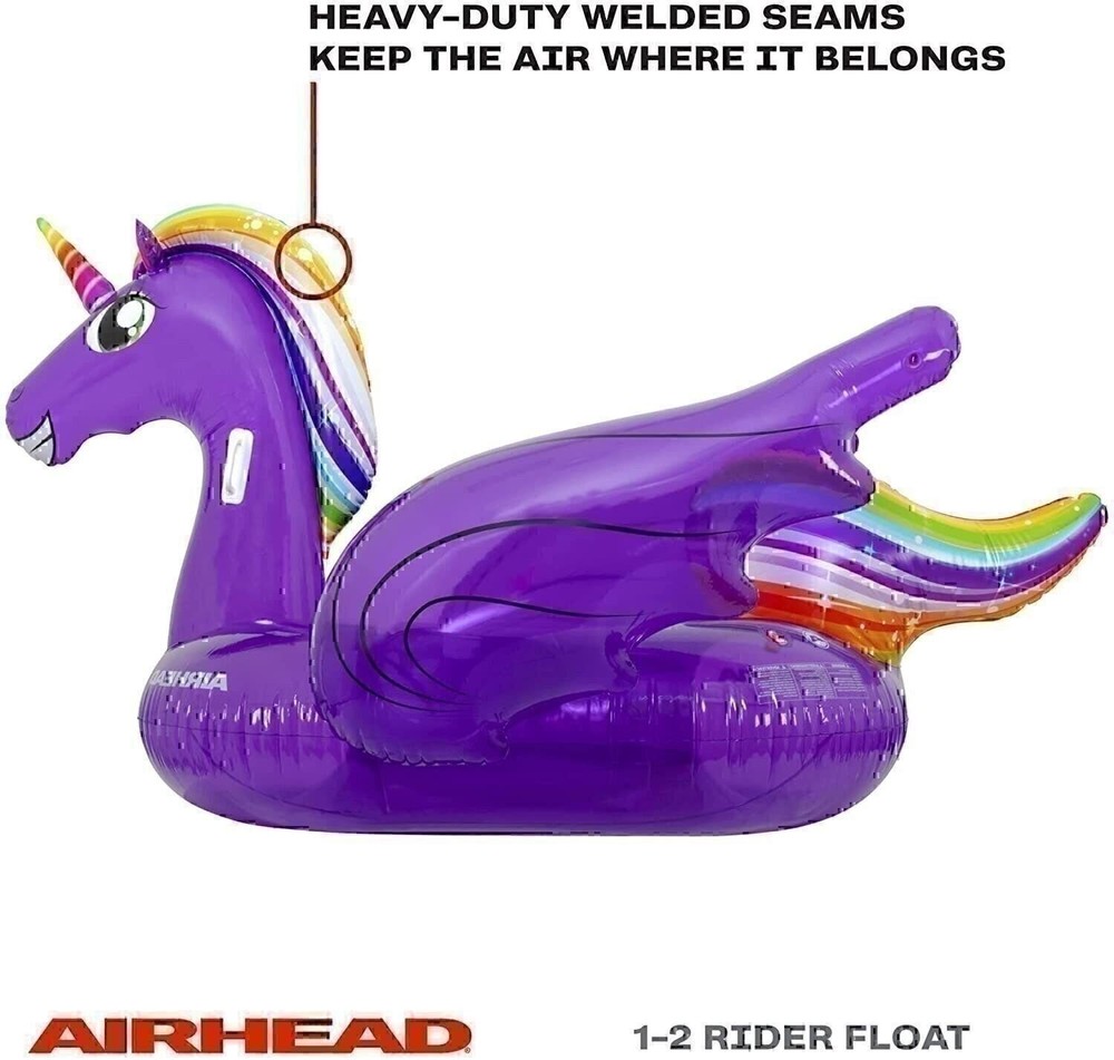 Airhead Inflatable Pool Float | Purple Unicorn Pool Float