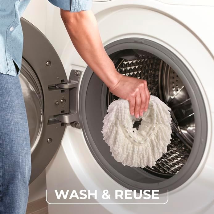 EasyWring Microfiber Spin Mop, Bucket Floor Cleaning System, Red, Gray,