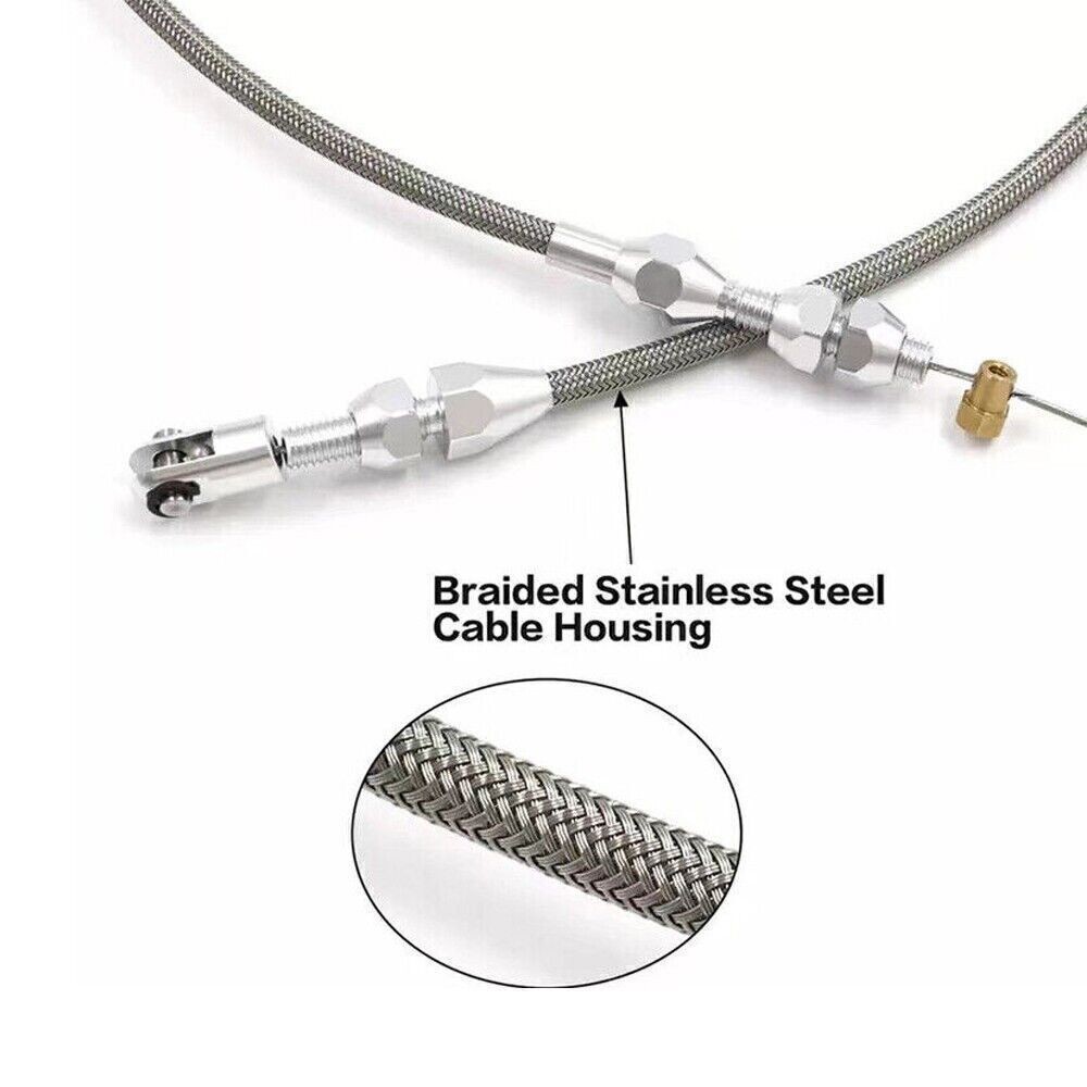 36" Length Adjustable Car Throttle Cable Accelerator Cable Replacement Silver E