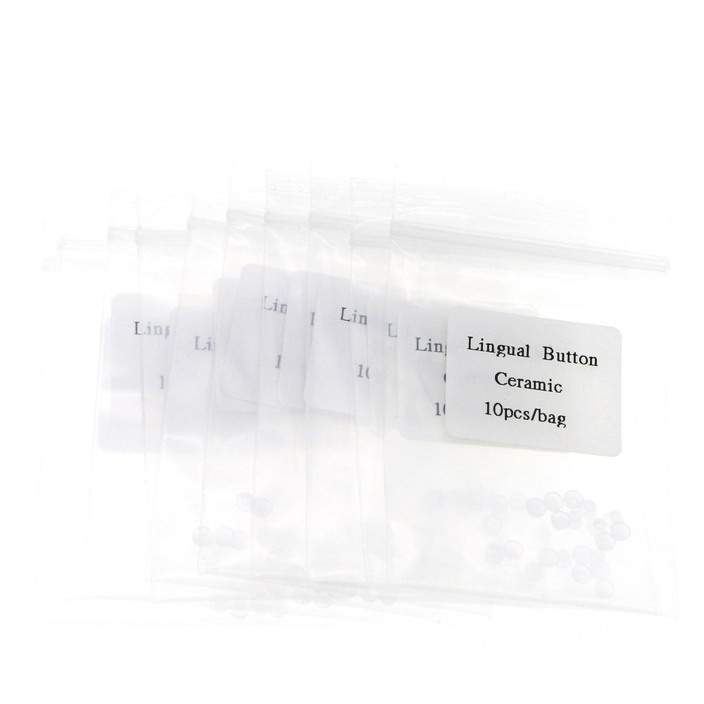 10Pcs/Pack Dental Orthodontic Ceramic Lingual Button Clear Bondable Round Base
