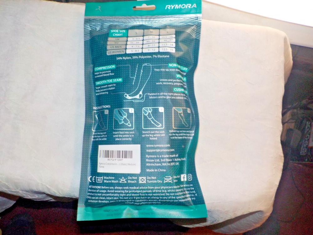 1 pair Rymora New Cushioned Compression Socks black Size medium Unisex