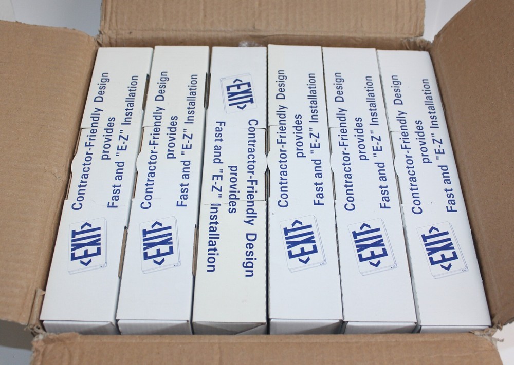 LED Exit Lighting Fixture Single or Double Face , Battery Backup, 6 PCS