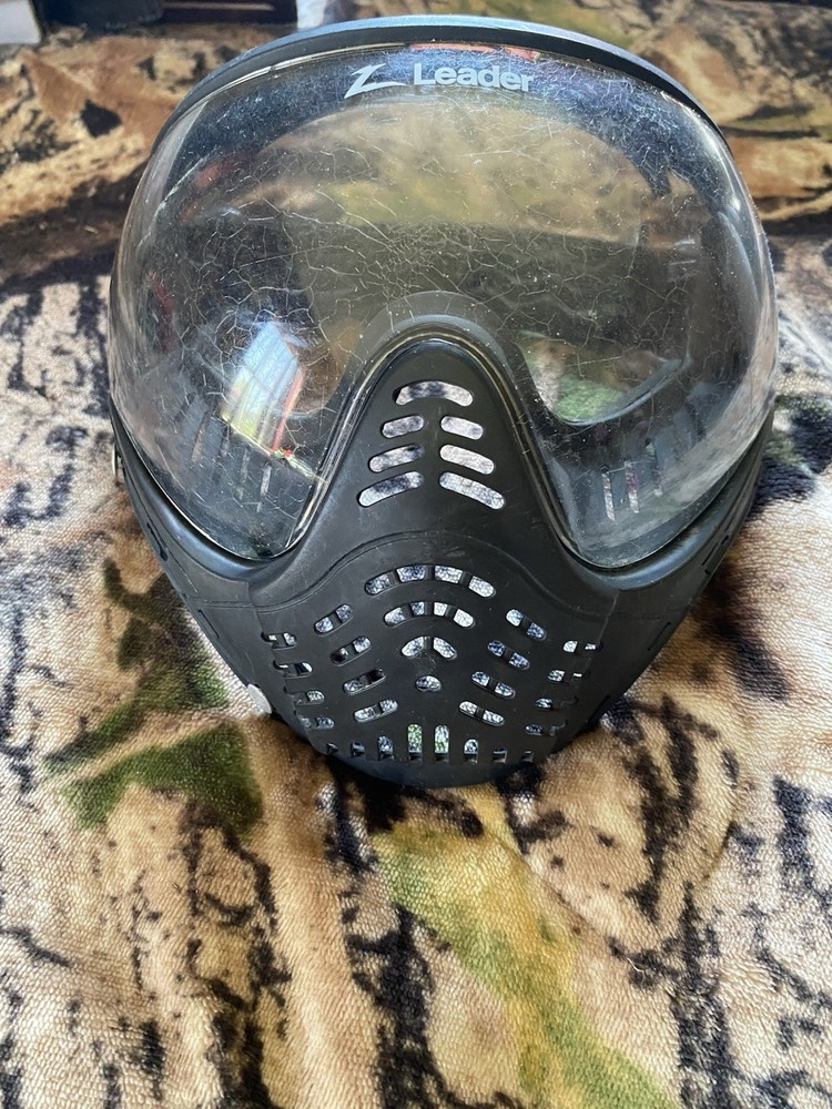 Paintball mask, gun,
