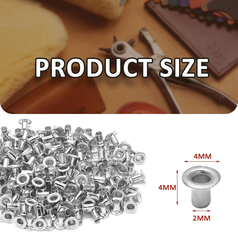 2MM Tiny Grommets Eyelets 200 Pcs, Self Backing Eyelets for Bead Cores, Clothes,