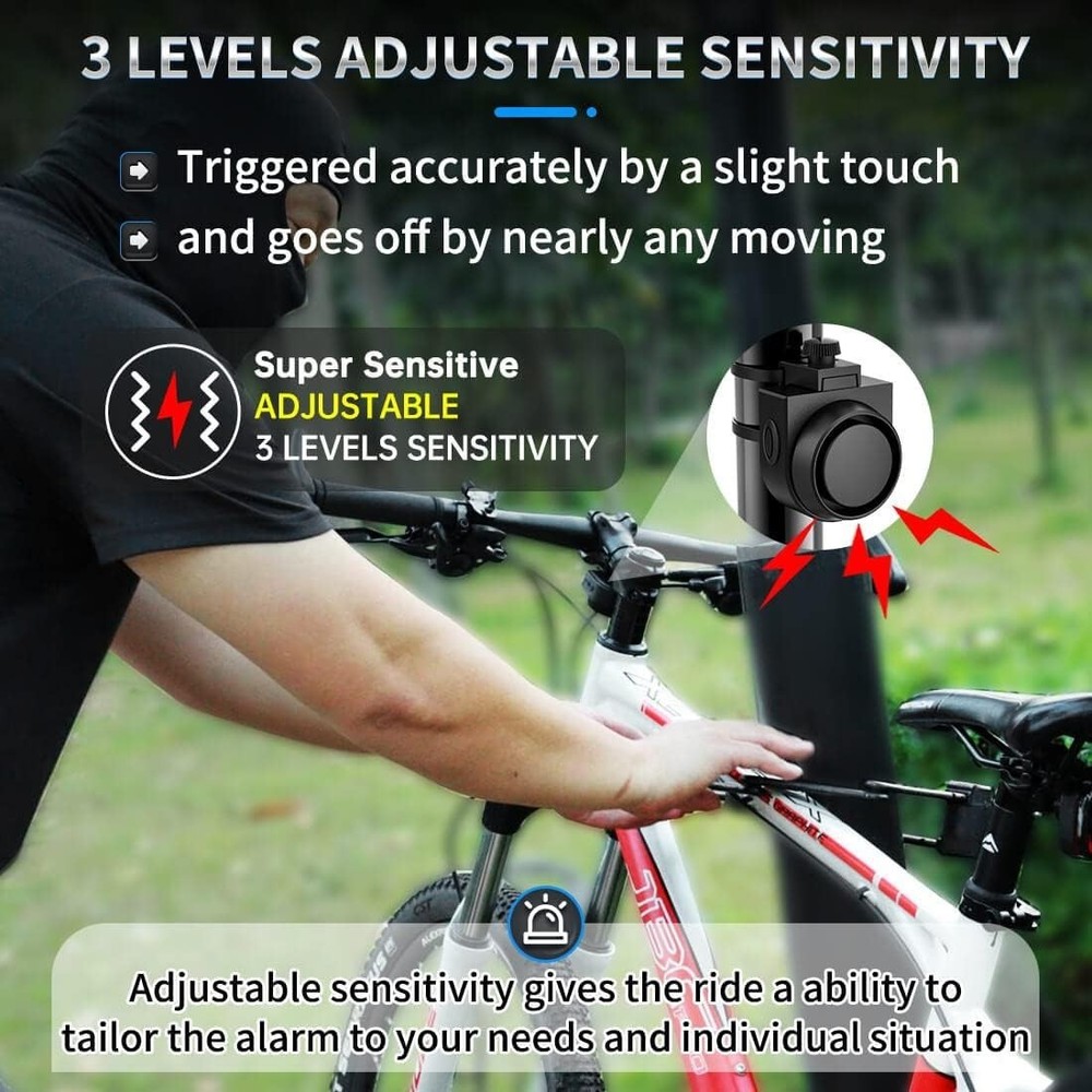 Wireless Remote Bike Alarm: 115dB Super Loud Bicycle Vibration Motion Sensor ...
