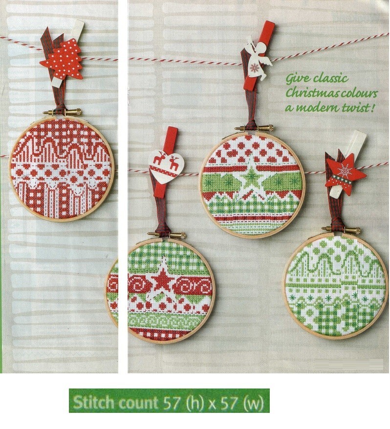 CHRISTMAS HOOPS  CROSS STITCH PATTERN ONLY    EK - ESR