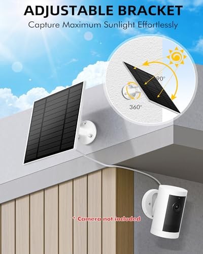 Solar Panel for Ring Camera Outdoor, Small Solar Panel Charger with USB White