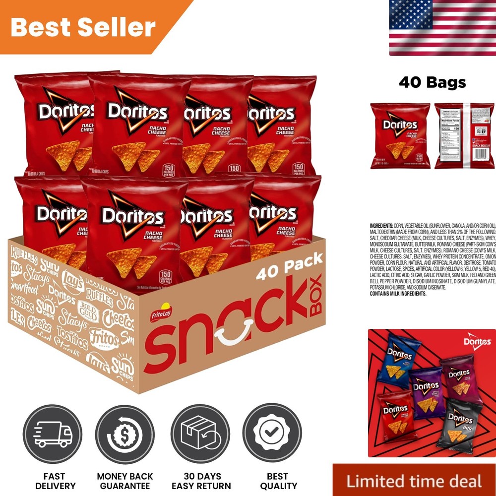 Ready-to-Go Nacho Cheese Tortilla Chips - 40 Count Pack for Ultimate Convenience