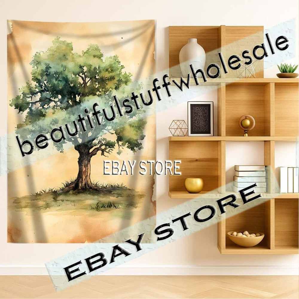 Single Tree Tapestry Nature Study minimal forest art backdrop 59X82 in