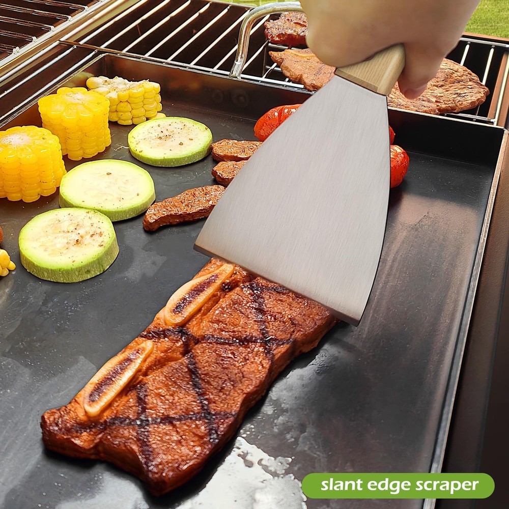 Double Two - Griddle Accessories Kit, Spatula Tools Set, Flat silvery