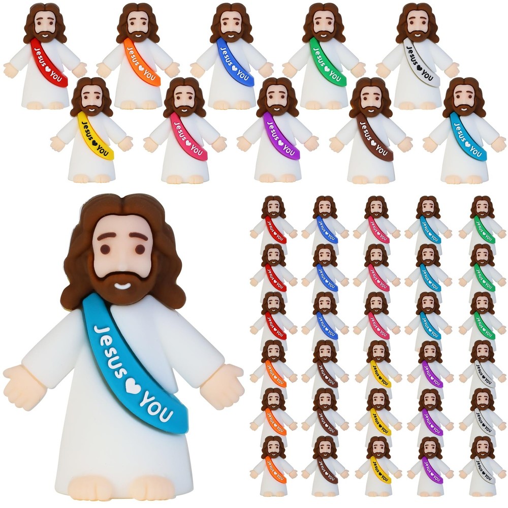Bamamon 30 Pcs Little Jesus Figures, Mini Figurines in Bulk Multicolor