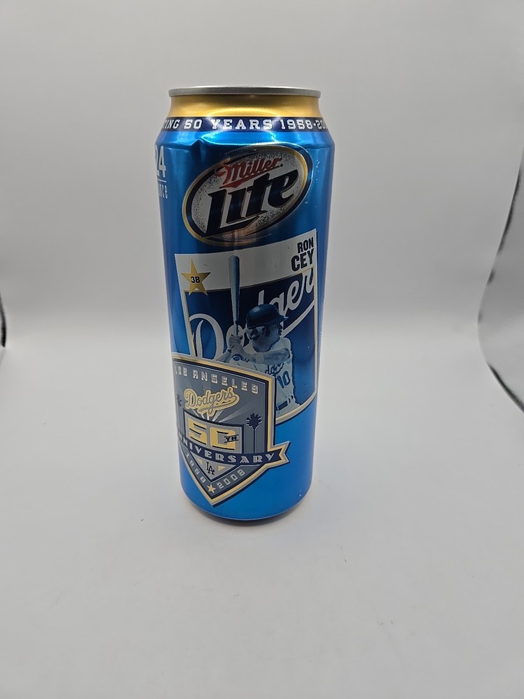 Miller Lite Beer Can Dodgers Ron Cey 50th Anniversary 2008 EMPTY Damage