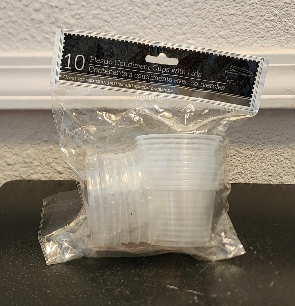 10 Plastic Condiment Cups With Lids
