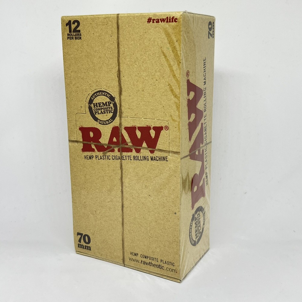 Raw 70mm Rolling Machine Roller Hemp composite Plastic Display/Retailer Box 12ct
