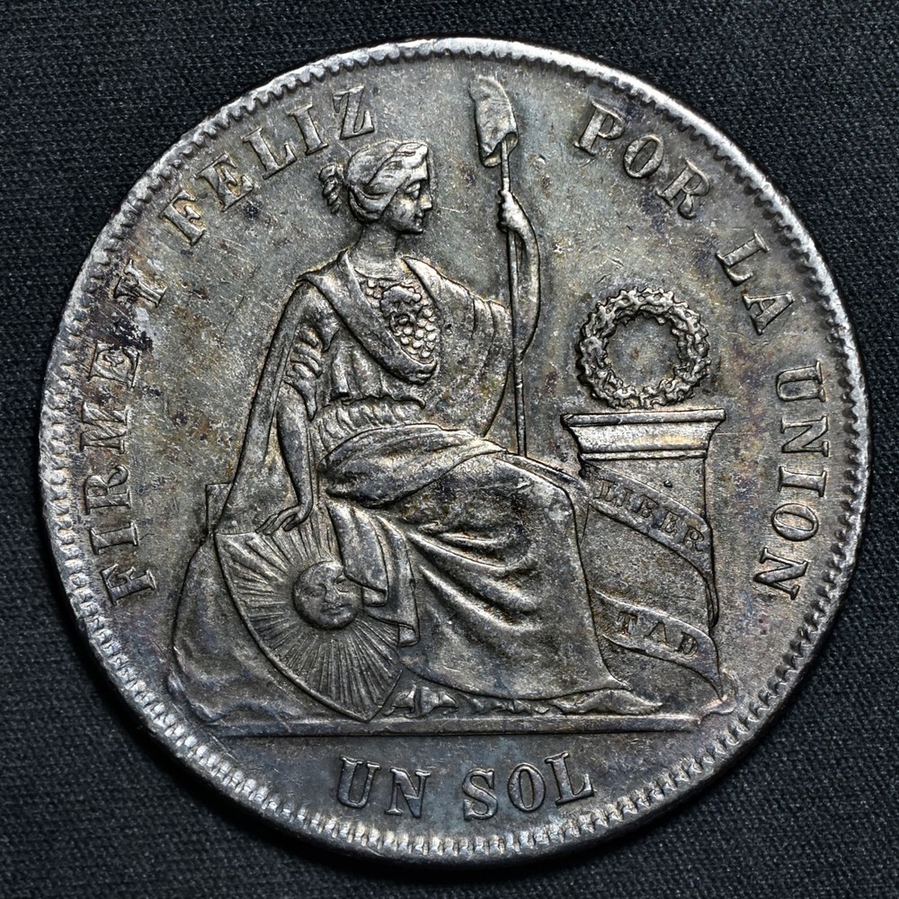 1874 YJ Peru, Silver Sol, Lima Mint, KM 196.3