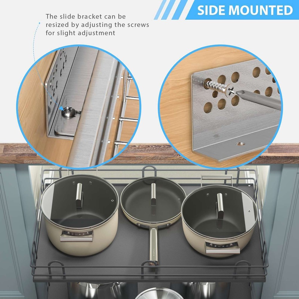 Kitchen Cabinet Pull Out Shelf Organizer Drawer Slide Out Basket Storage