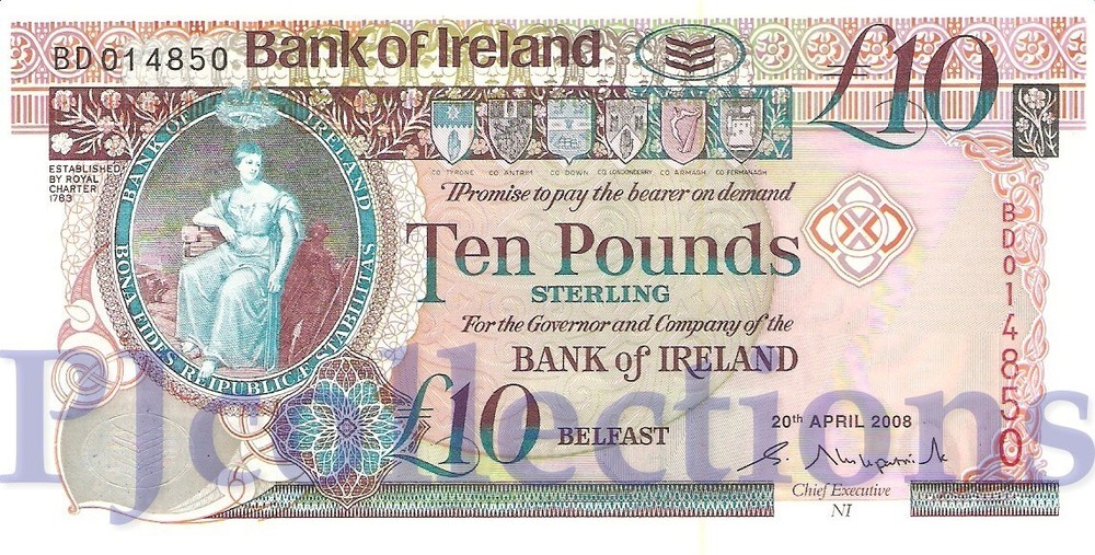 NORTHERN IRELAND 10 POUND 2008 PICK 84a UNC