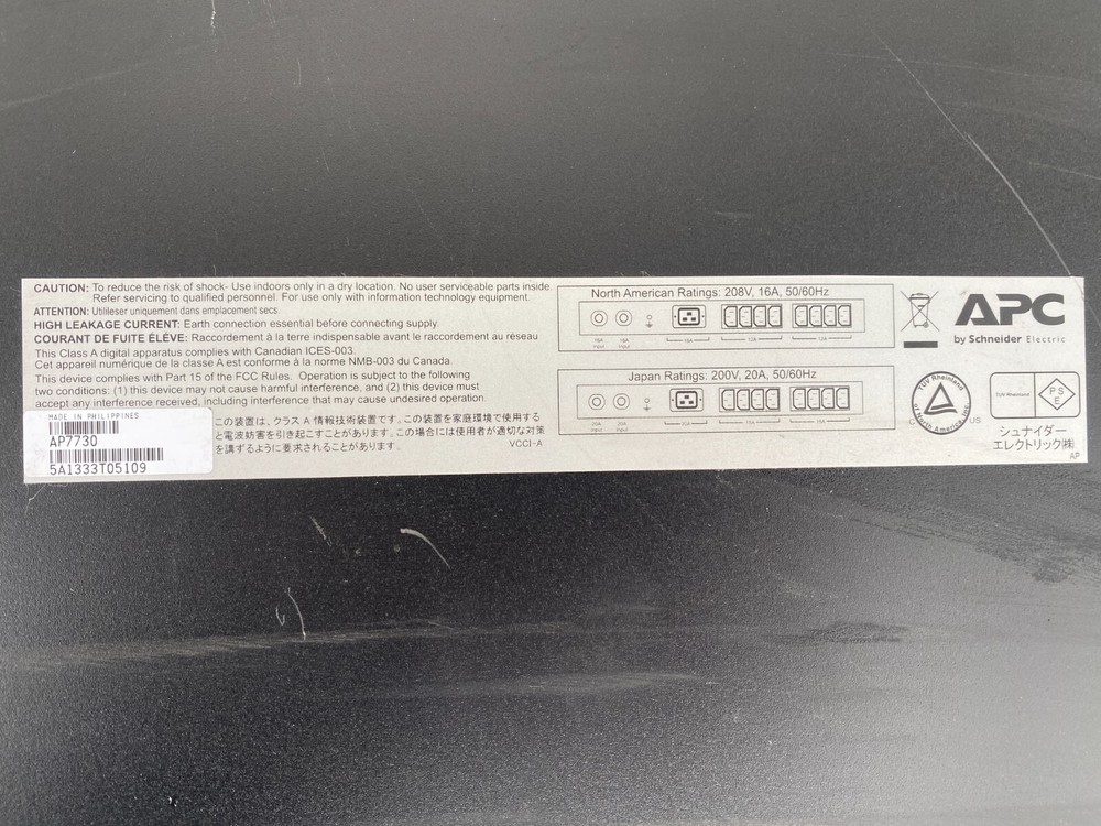 APC AP7730 Rack Mount Dual Source Automatic Transfer Switch PDU 9 Outlet READ