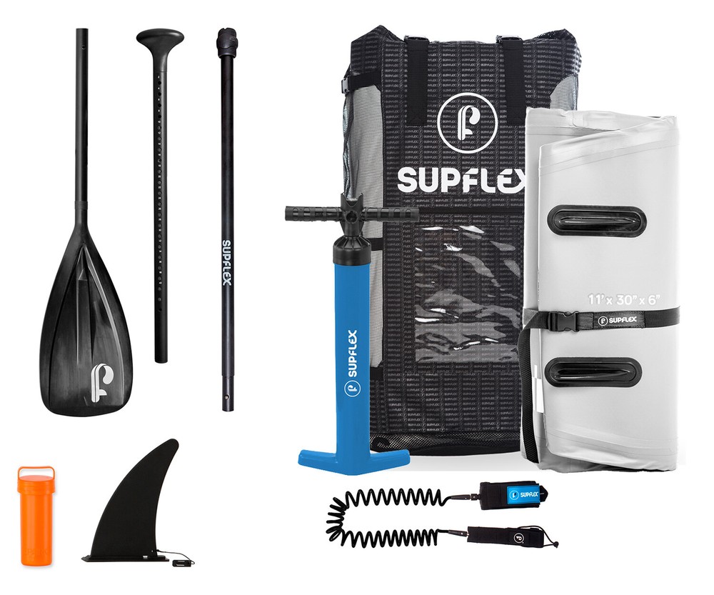 Supflex paddle Board Backpack Paddle leash Pump 11 foot Extra fun model GREY