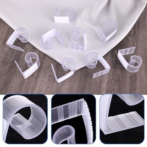 10 Pcs Table Skirt Clips: Clear Plastic Oval Tablecloth Holders for