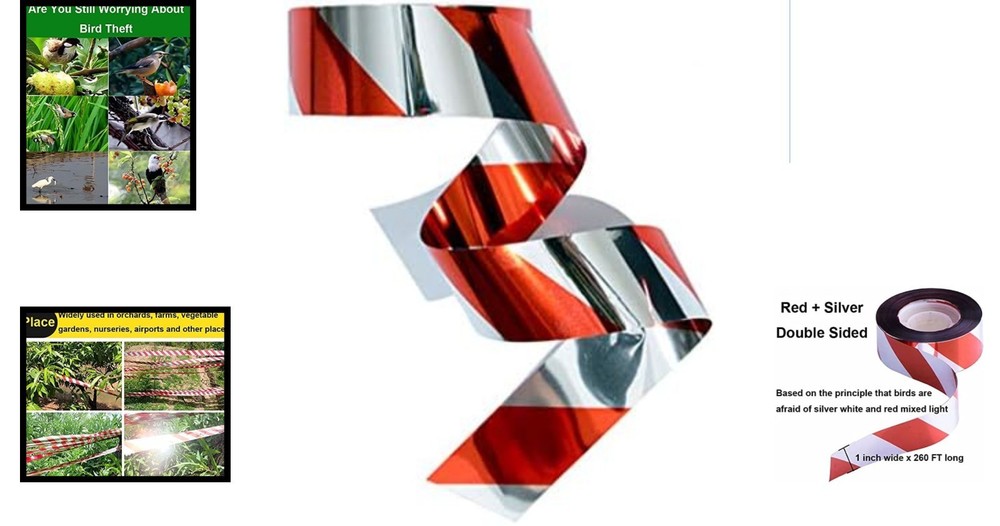 Eco-Friendly 1'' Red Reflective Bird Scare Tape - Durable, Non-Adhesive Solution