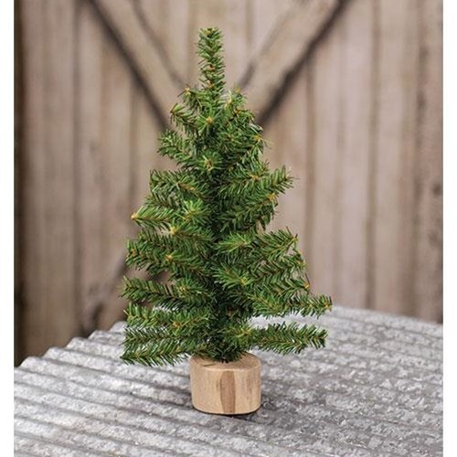 New Primitive RUSTIC PINE CHRISTMAS MINI TREE Wood Base 12"