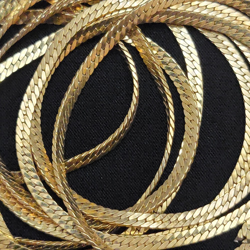 Gold Tone Herringbone Flat & Link Chains, Unfinished Bulk, No Closure