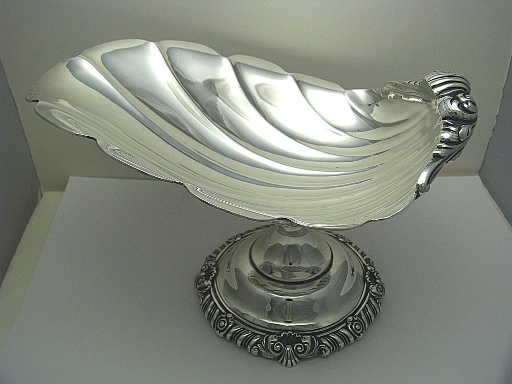 WATSON STERLING SILVER SHELL DISH SEAFOOD BOWL PEDESTAL SHELL by Watson ca1890s