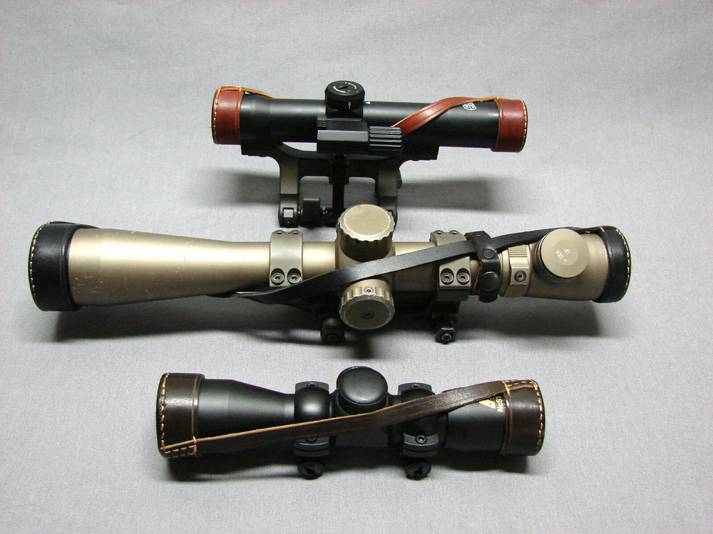 CUSTOM MADE RIFLE SCOPE LEATHER COVERS  - 19mm to 40mm