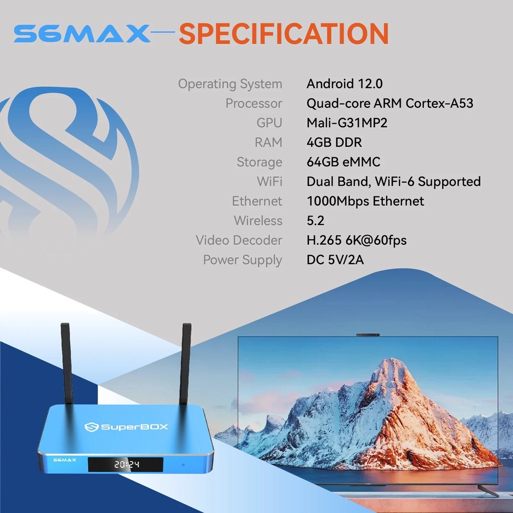 NEW 2025 Model Blue SuperBox S6 Max Keyboard remote BlueTooth-box free apps