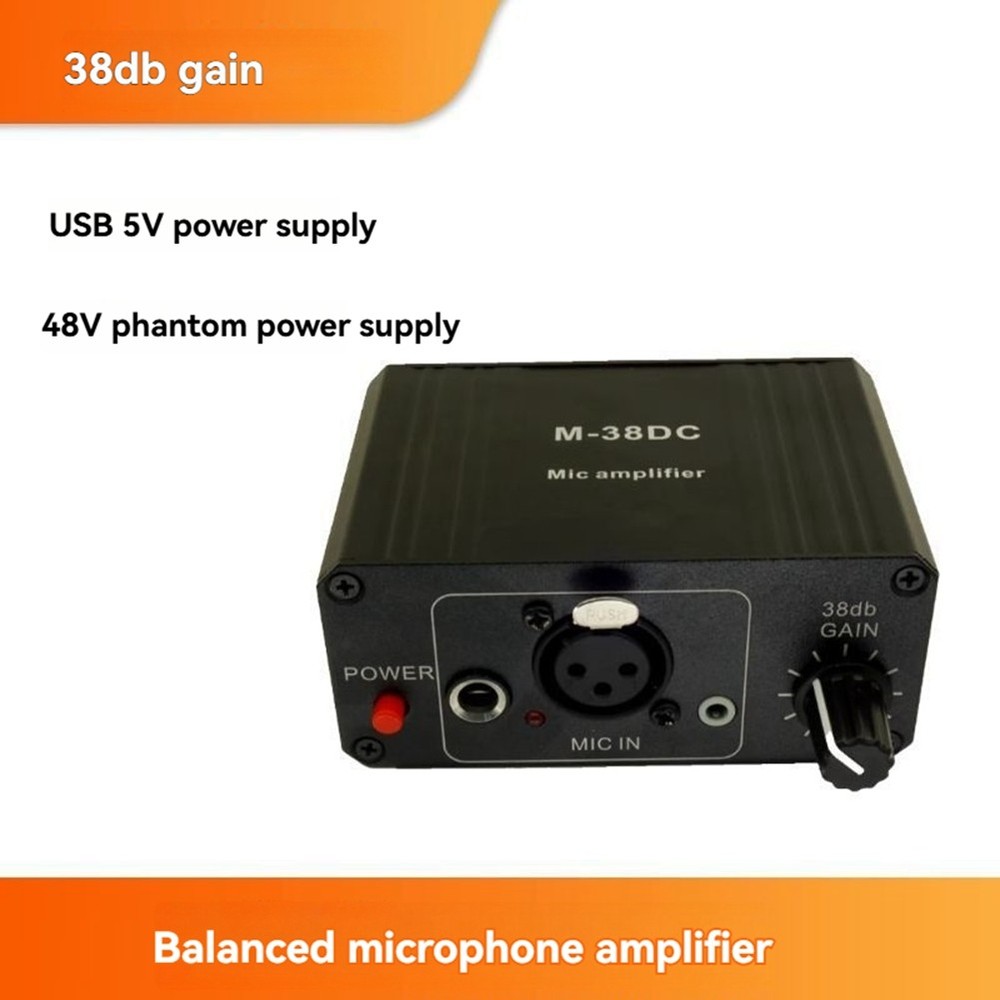 Protable Microphone Preamp High Gain 48V Phantom XLR Output Mic9634