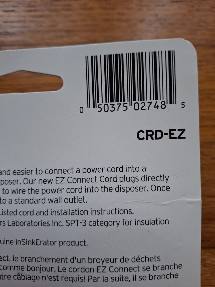 InSinkErator CRD-EZ Connect Power Cord 3 Ft For use on EZ Connect Disposals
