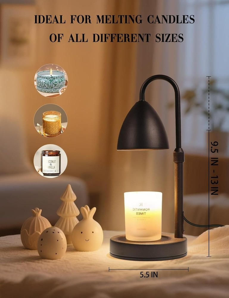 Candle Warmer Lamp with Timer, Dimmable & Adjustable Height Black Wax Melt gift
