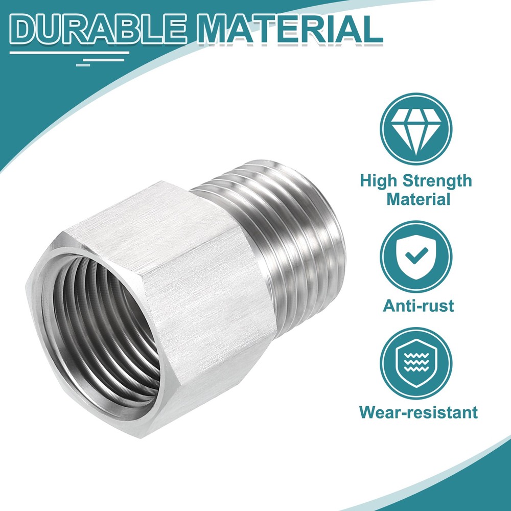 Pipe Fitting Reducing Adapter 1/2" NPT x G1/2" Reducer Connectors Silver