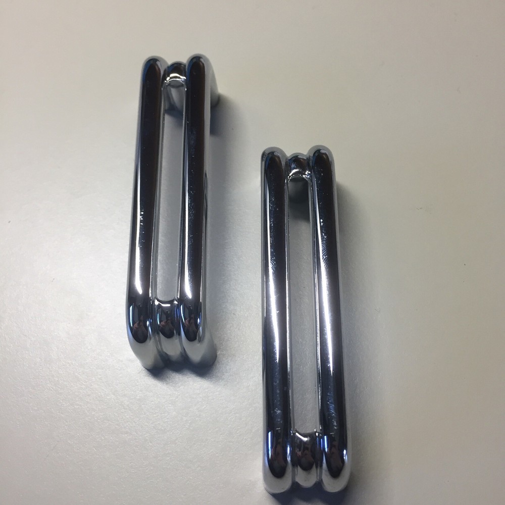 2 Vintage KBC Chrome Split Bar Drawer Pull Mid Century Style Lot B