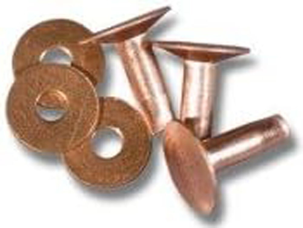 1 lb Solid Copper Rivets & Burrs Knifemaking #9 X 1" Post