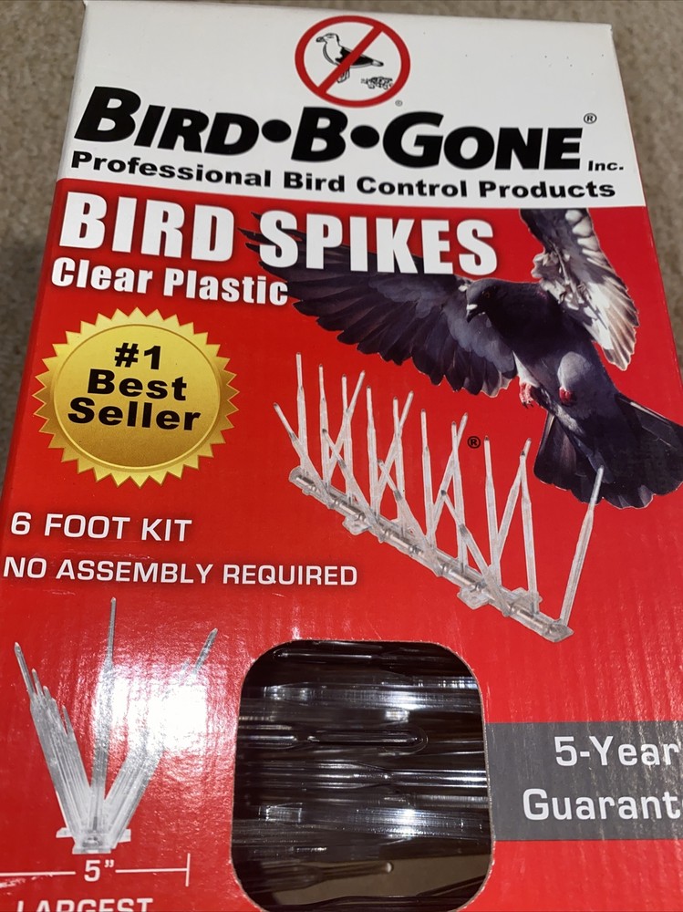Bird-B-Gone Bird Spikes Clear Plastic 6- 1’ Spike Strips, 5” Width