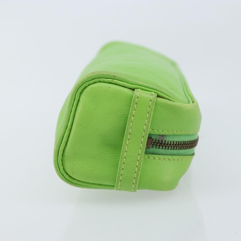 HERMES Scribe Pen Case Leather Light green Auth 172578