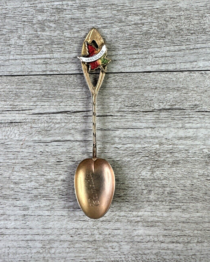 Souvenir Spoon Canada Vancouver Leaf 3.75" Copper Color