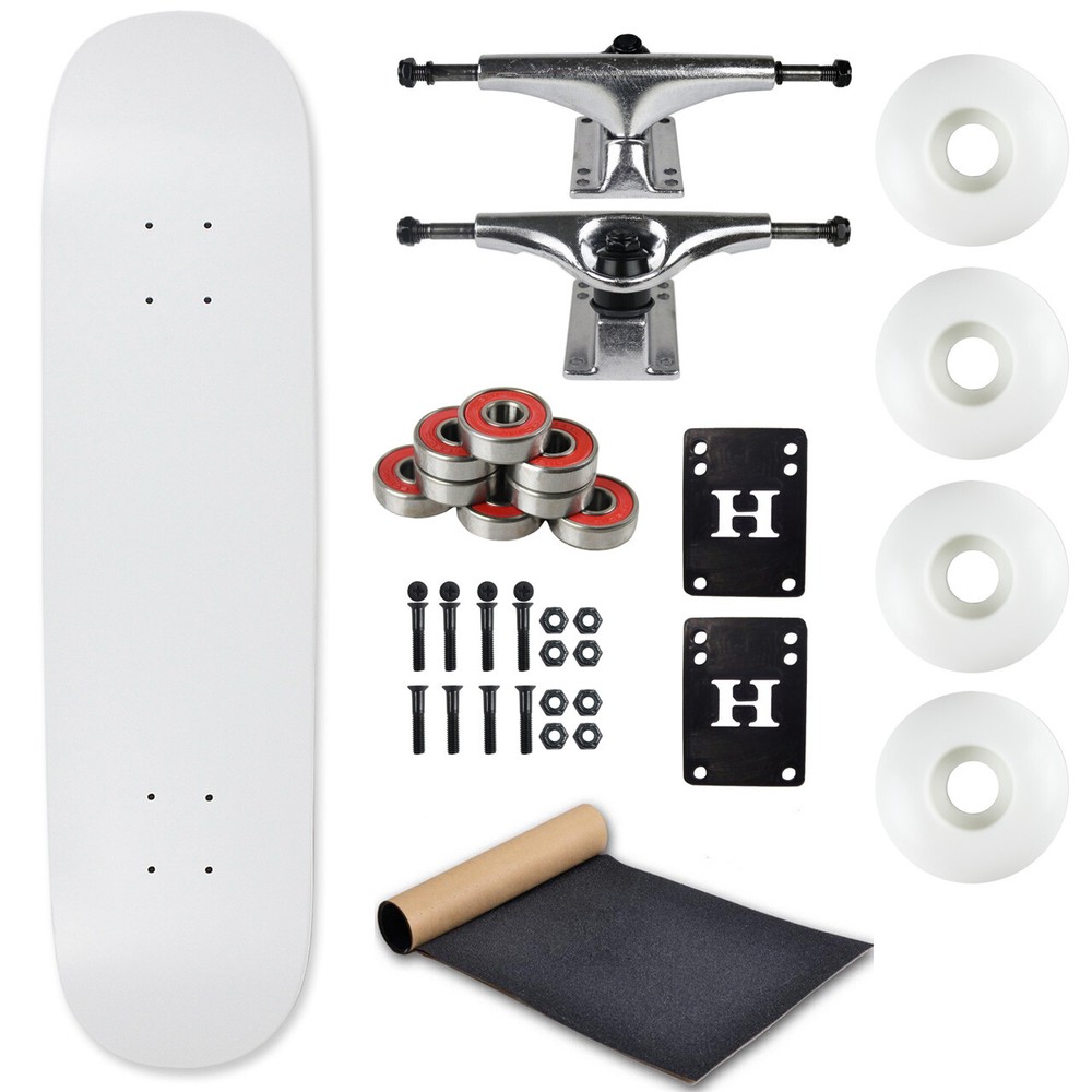 Moose Complete Skateboard Dip White 8.0" With Silver Trucks and White Wheels