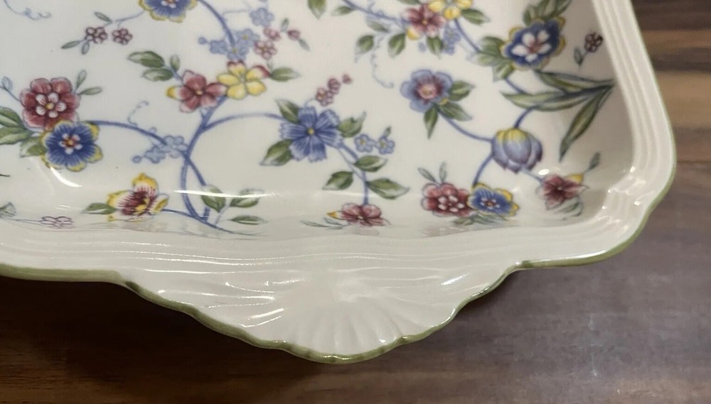Andrea By Sadek Porcelain Serving Tray Plate Floral pattern 15” by 7”