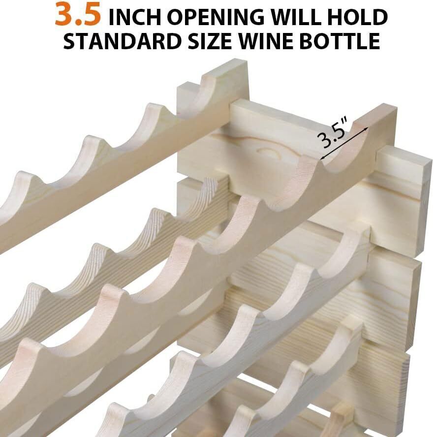 2PCS 72 Bottles Wine Rack Holder Stackable Storage 6 Tier Solid Wood Display