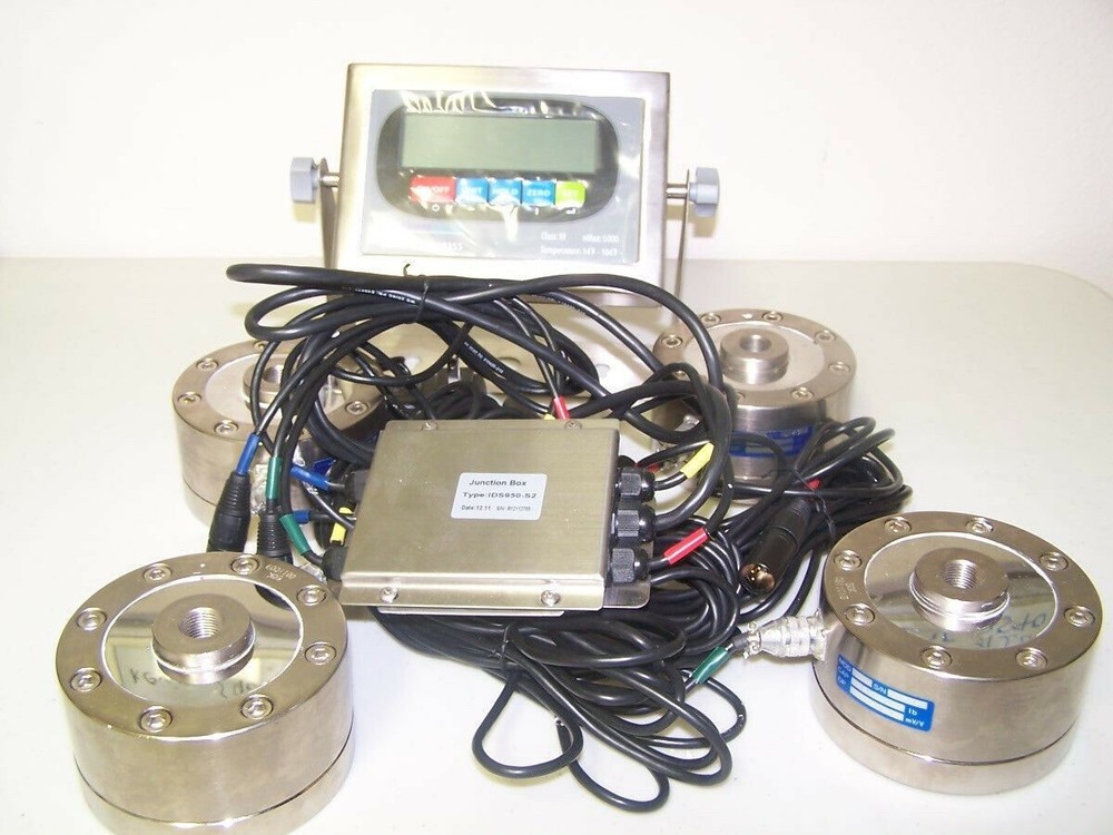 Compression Scale 4) 25K Load cells 100,000 x 1 lb with Low profile, Indicator