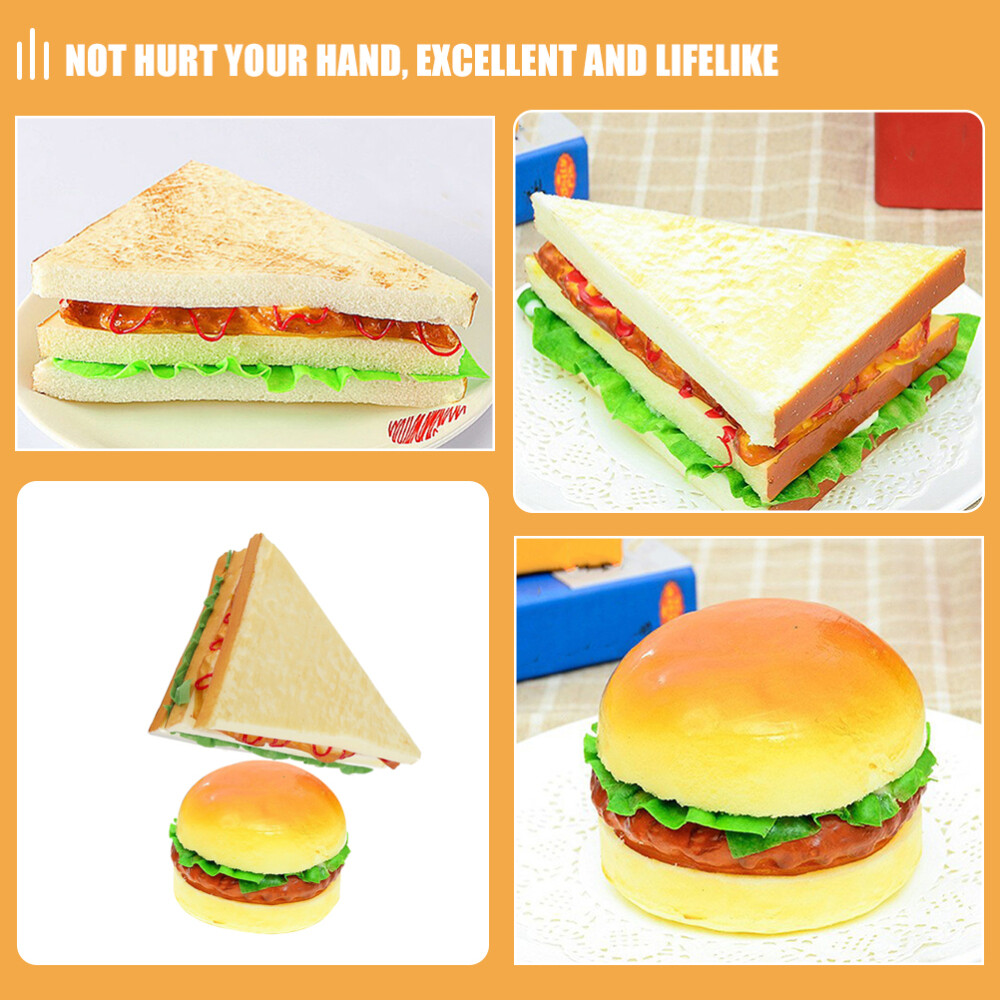2PCS Burger Model Fake Hamburger Artificial Bread Simulation Food Display Prop
