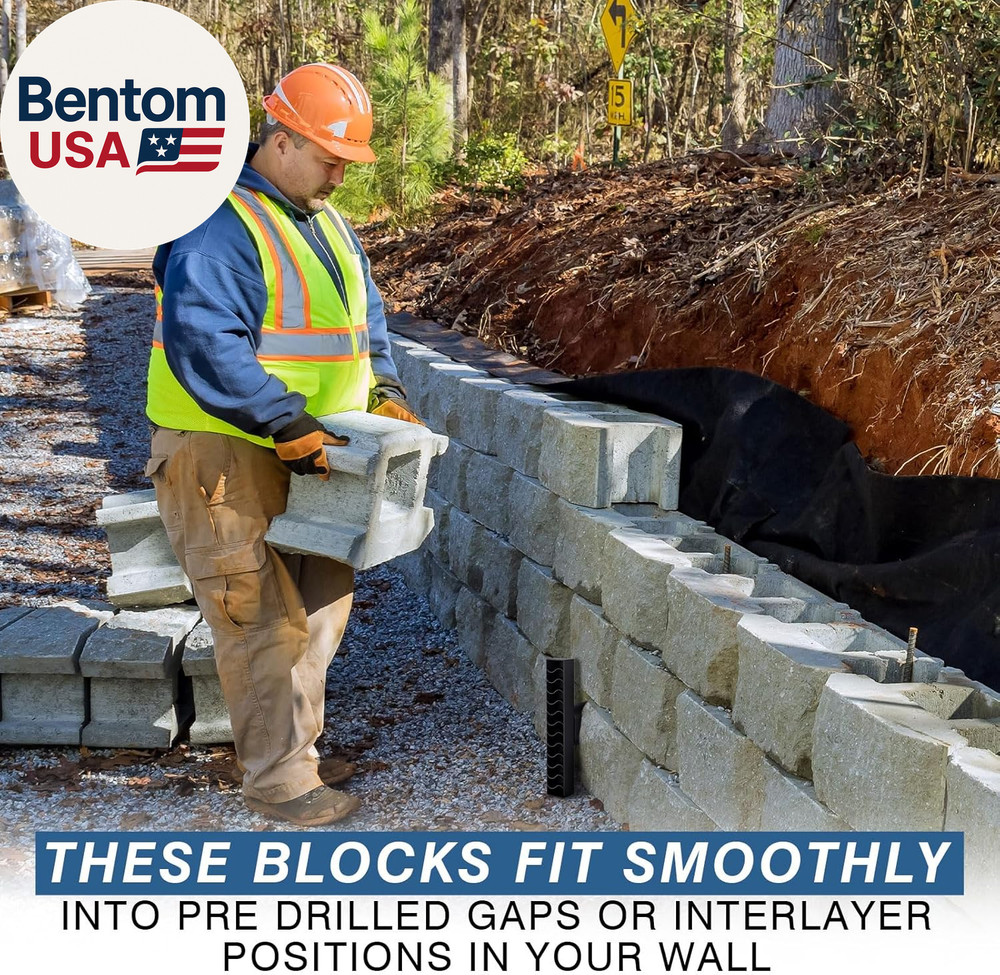 4 Pack Universal Retaining Wall Blocks with French Drain Pipe for Proper Drainag