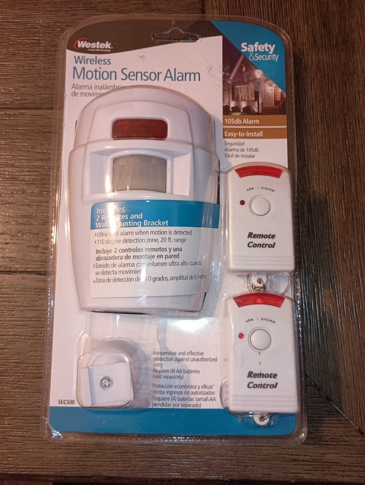 Westek Wireless Motion Sensor Alarm SEC500 with 2 Remote Controls*NEW*