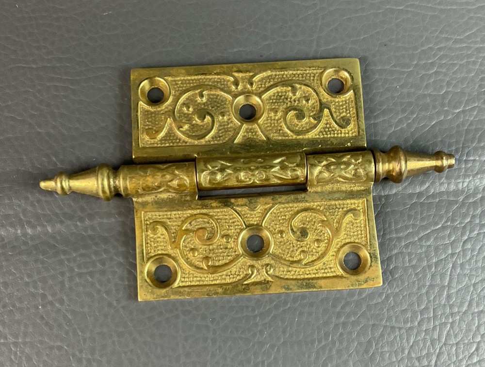 Ornate Brass Hinge approx. 3.5" x 3.5" victorian style